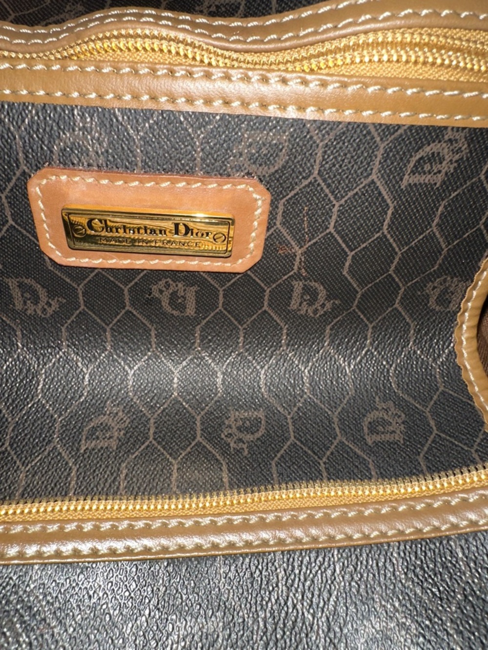 Dior Brown Monogram Travel Satchel with Tan Leather Accents - Picture 4 of 5